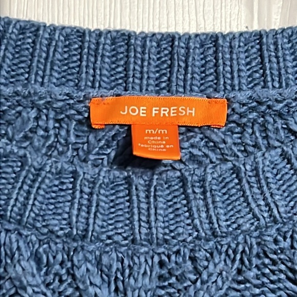 Joe Fresh Women's Cable Knit Pullover Long Sleeve - Size Medium - Blue - Picture 4 of 7
